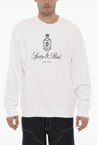 Contrasting Printed Fleeced Crew-neck Sweatshirt