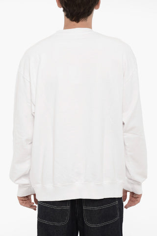 Contrasting Printed Fleeced Crew-neck Sweatshirt