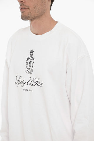 Contrasting Printed Fleeced Crew-neck Sweatshirt