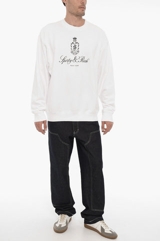 Contrasting Printed Fleeced Crew-neck Sweatshirt