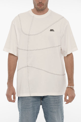 T-Shirt Girocollo in Tinta Unita con Cuciture a Vista
