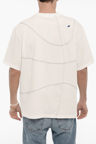 T-Shirt Girocollo in Tinta Unita con Cuciture a Vista