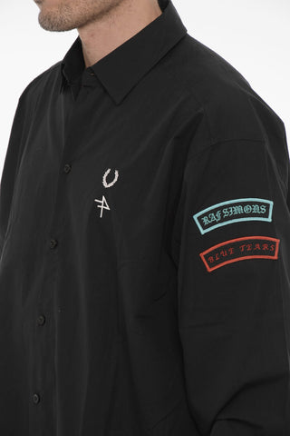 FRED PERRY Poplin Cotton Shirt with Contrasting Patches
