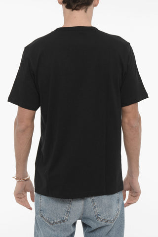 Solid Color Crew-neck T-Shirt with Printed Logo