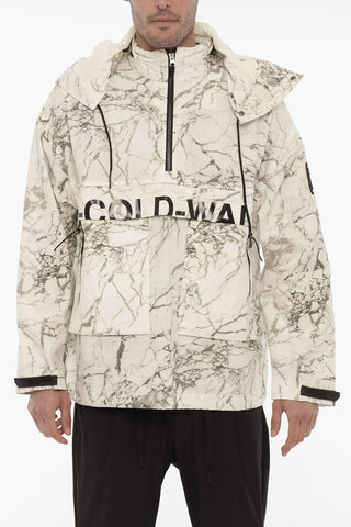 Marble Motif Effect Anorak With Removable Hood
