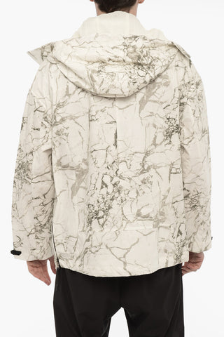 Marble Motif Effect Anorak With Removable Hood