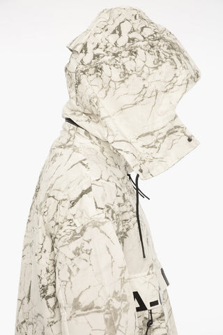 Marble Motif Effect Anorak With Removable Hood