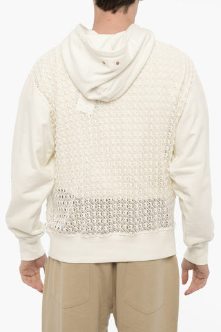 Brushed Cotton Hoodie with Lace Insert