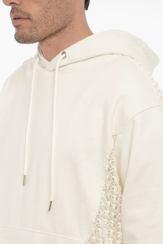 Brushed Cotton Hoodie with Lace Insert
