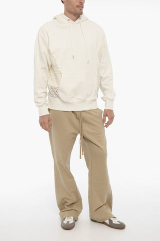 Brushed Cotton Hoodie with Lace Insert