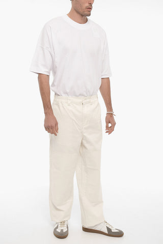 Cotton Twill FLORALA Pants with Visible Stitching
