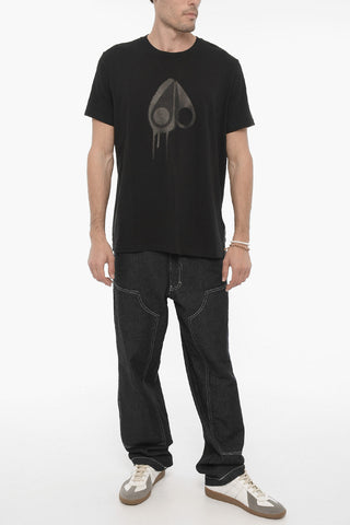 Organic Cotton AUGUSTINE Crew-neck T-Shirt with Tone-on-Tone Printing