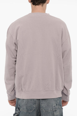 Fleeced-Cotton Crew-neck T-shirt with Maxi Print