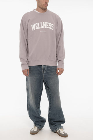 Fleeced-Cotton Crew-neck T-shirt with Maxi Print