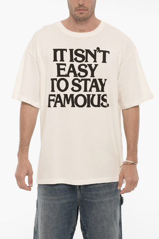 T-shirt Girocollo in Cotone con Maxi Stampa Frontale