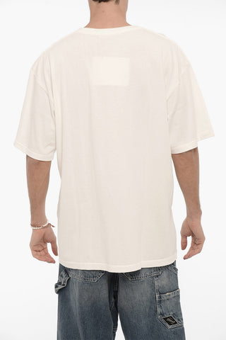 T-shirt Girocollo in Cotone con Maxi Stampa Frontale