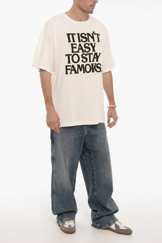 T-shirt Girocollo in Cotone con Maxi Stampa Frontale