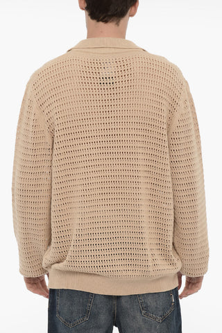 Perforated Sweater with Polo Neck
