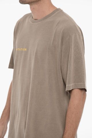 Solid Color SANITATION Crew-neck T-Shirt with Contrasting Print