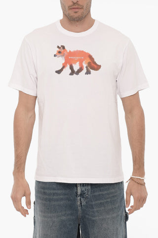 Cotton Crew-Neck T-shirt with Gradient Print