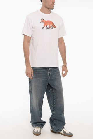 Cotton Crew-Neck T-shirt with Gradient Print