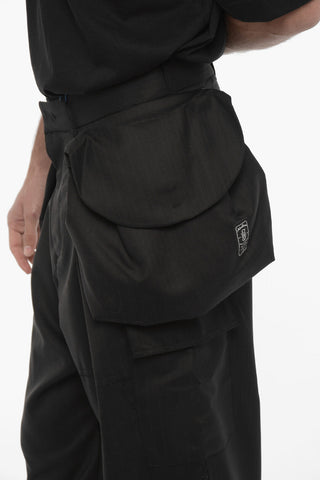 Pantaloni Cargo Gessati in Lana