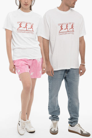 Contrasting Printed Cotton UNISEX Crew-neck T-shirt