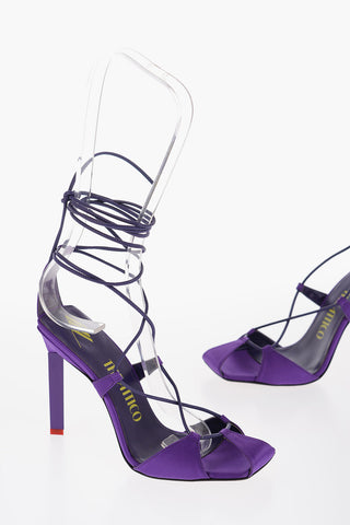Satin ADELE Lace-up Sandals with Leather Trims Heel 10.5cm