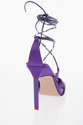 Satin ADELE Lace-up Sandals with Leather Trims Heel 10.5cm
