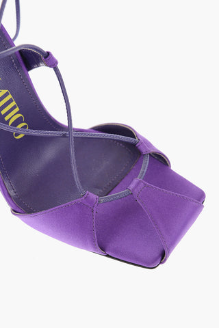 Satin ADELE Lace-up Sandals with Leather Trims Heel 10.5cm