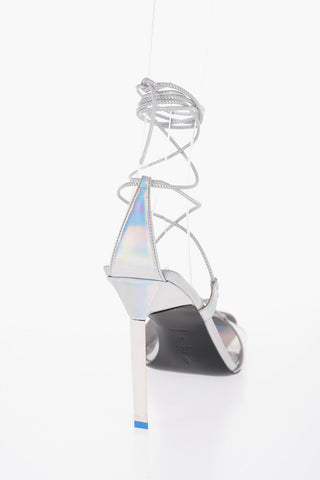 Holographic Effect Leather ADELE Lace-up Sandals Heel 11.5cm