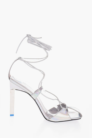 Holographic Effect Leather ADELE Lace-up Sandals Heel 11.5cm