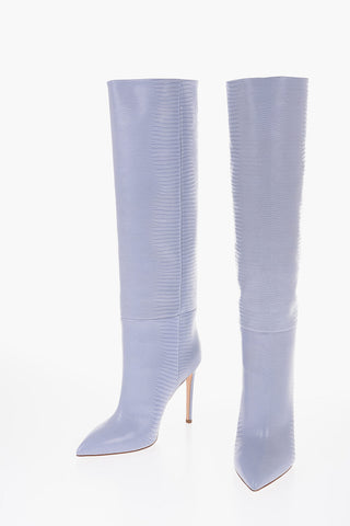 Point Toe Leather Boots with Stiletto Heel 11cm