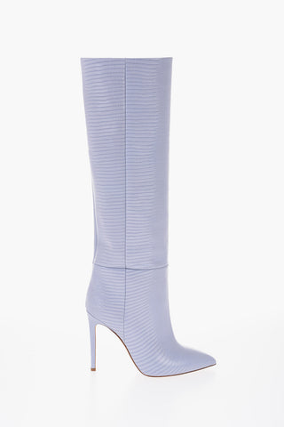 Point Toe Leather Boots with Stiletto Heel 11cm