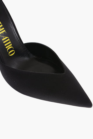 Satin PERINE Ankle-Strap Pumps with Leather Trims and Fluorescent Heel 11.5cm