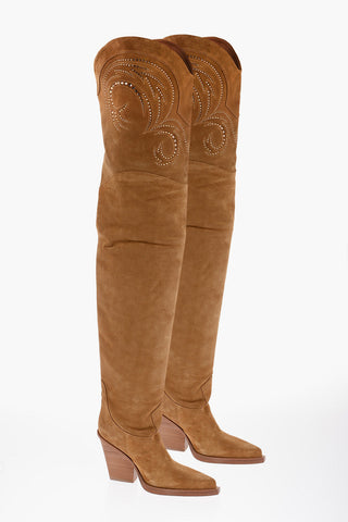 Suede HOLLY DAKOTA Western Boots with Rhinestone 10,5cm