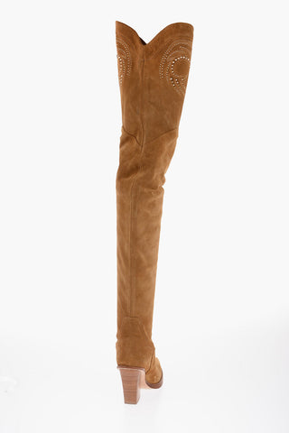 Suede HOLLY DAKOTA Western Boots with Rhinestone 10,5cm