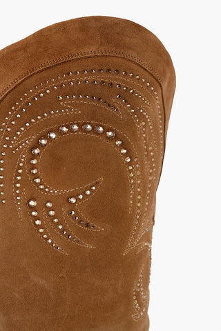 Suede HOLLY DAKOTA Western Boots with Rhinestone 10,5cm