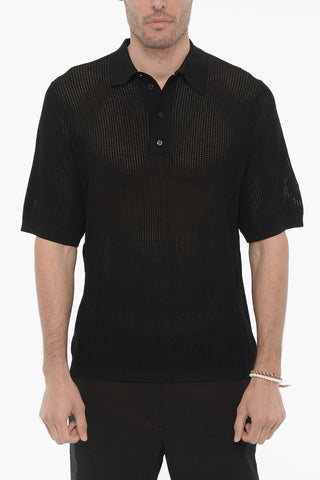 Loose Fit 3 Buttons Perforated Polo shirt
