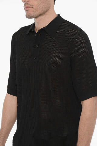 Loose Fit 3 Buttons Perforated Polo shirt