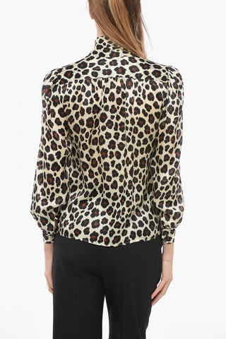 Blusa Tie Neck in Seta Animalier