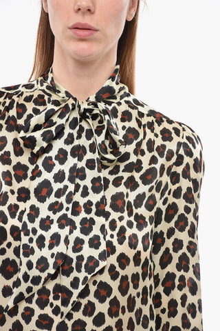 Blusa Tie Neck in Seta Animalier