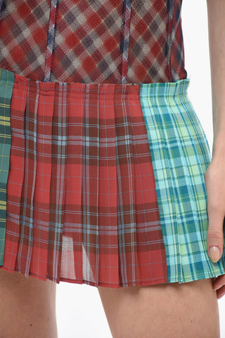 Tartan PAULINA Pleated Miniskirt with See Through Details