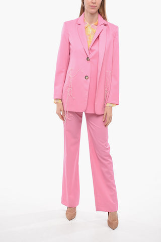 Maxi Wool Jacket with Fringed Details