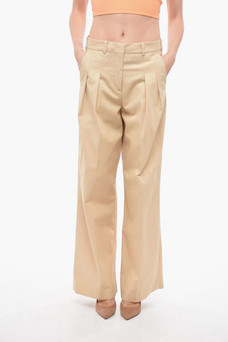 Double-pleated Cotton Palazzo Pants