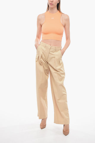Double-pleated Cotton Palazzo Pants