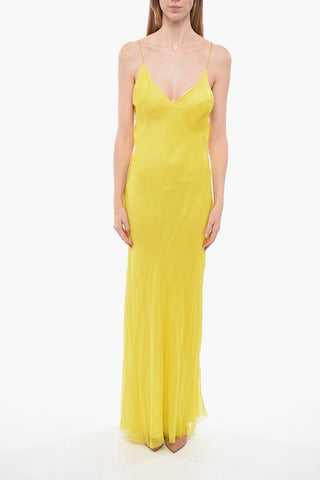 V Neck Silk Slip Dress