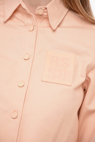 Denim Cropped Fit Overshirt with Raw Cut Edge