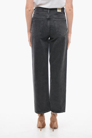 Straight Fit Denims with Asymmetric Buttoning 21cm