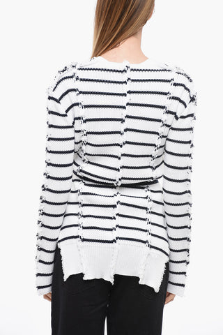 Cardigan in Cotone a Righe con Cintura